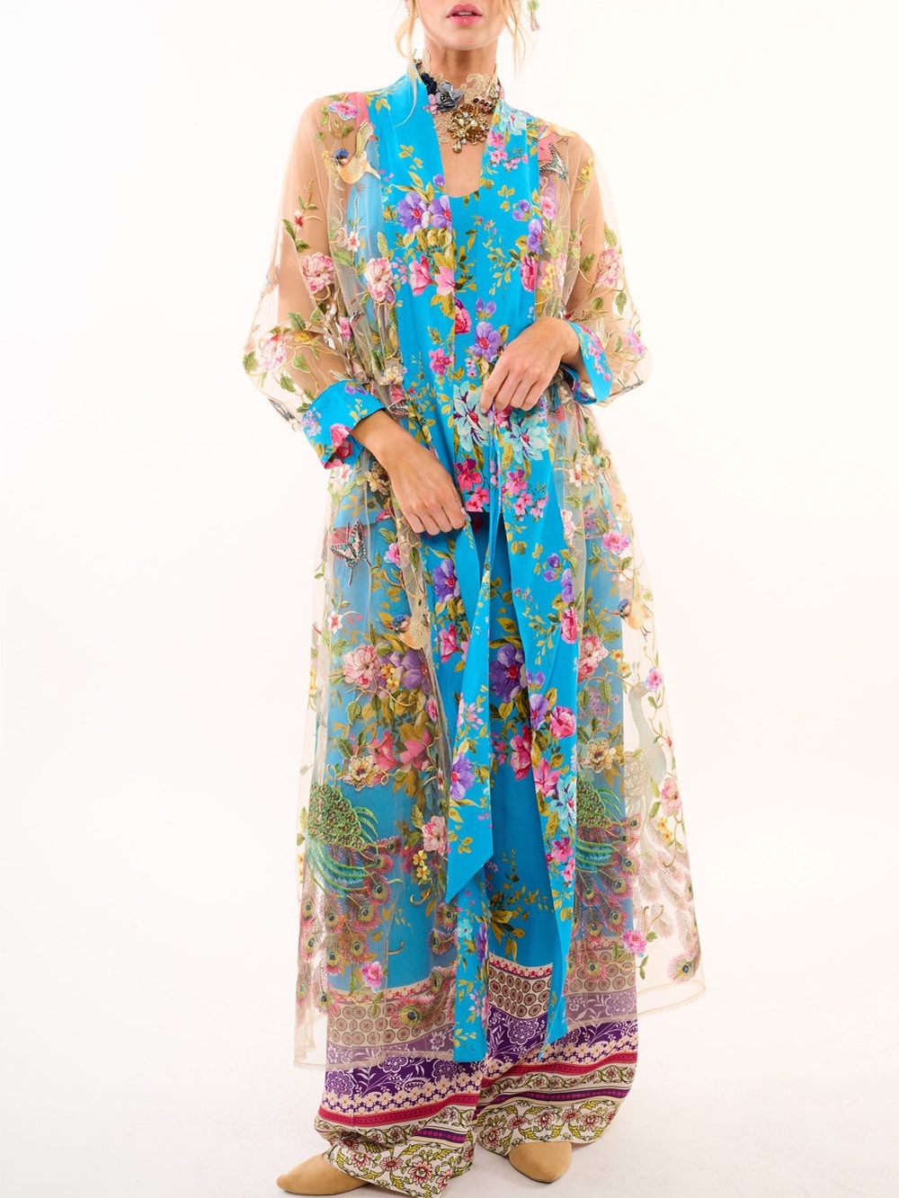 Aratta Garden of Eden Embroidered Mesh Kimono, NWT, $269 MSRP - Picture 8 of 15